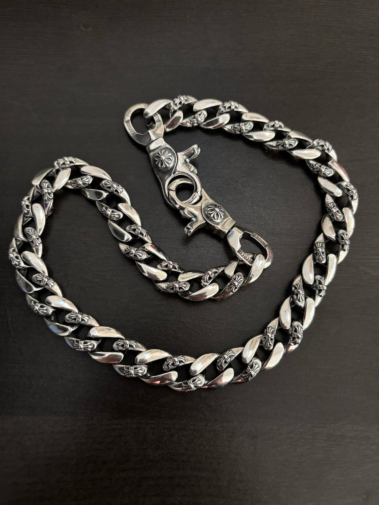 Chrome Hearts Sterling Silver Floral Design Chain Necklace